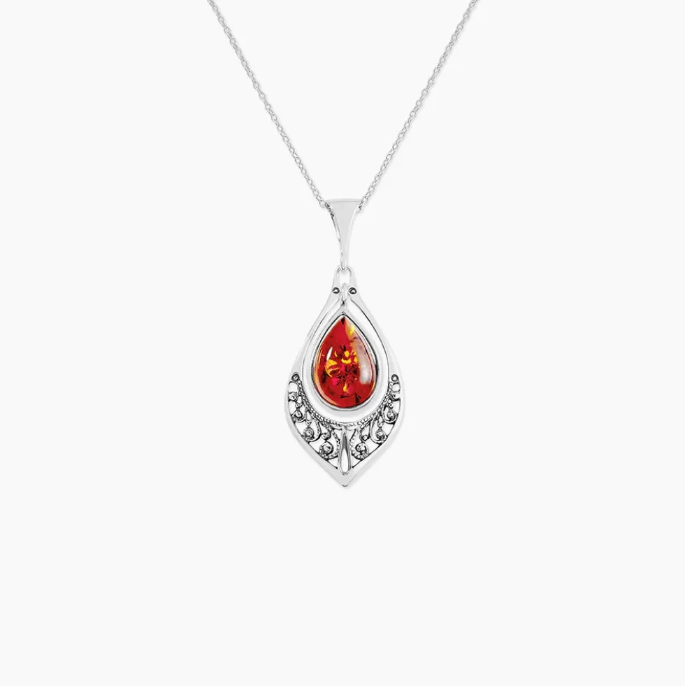 Collier Argent Blanc Doralyn Ambre