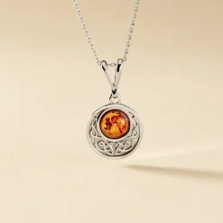Collier Argent Blanc Mystica Ambre