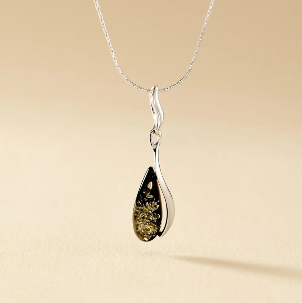 Collier Argent Blanc Odilon Ambre