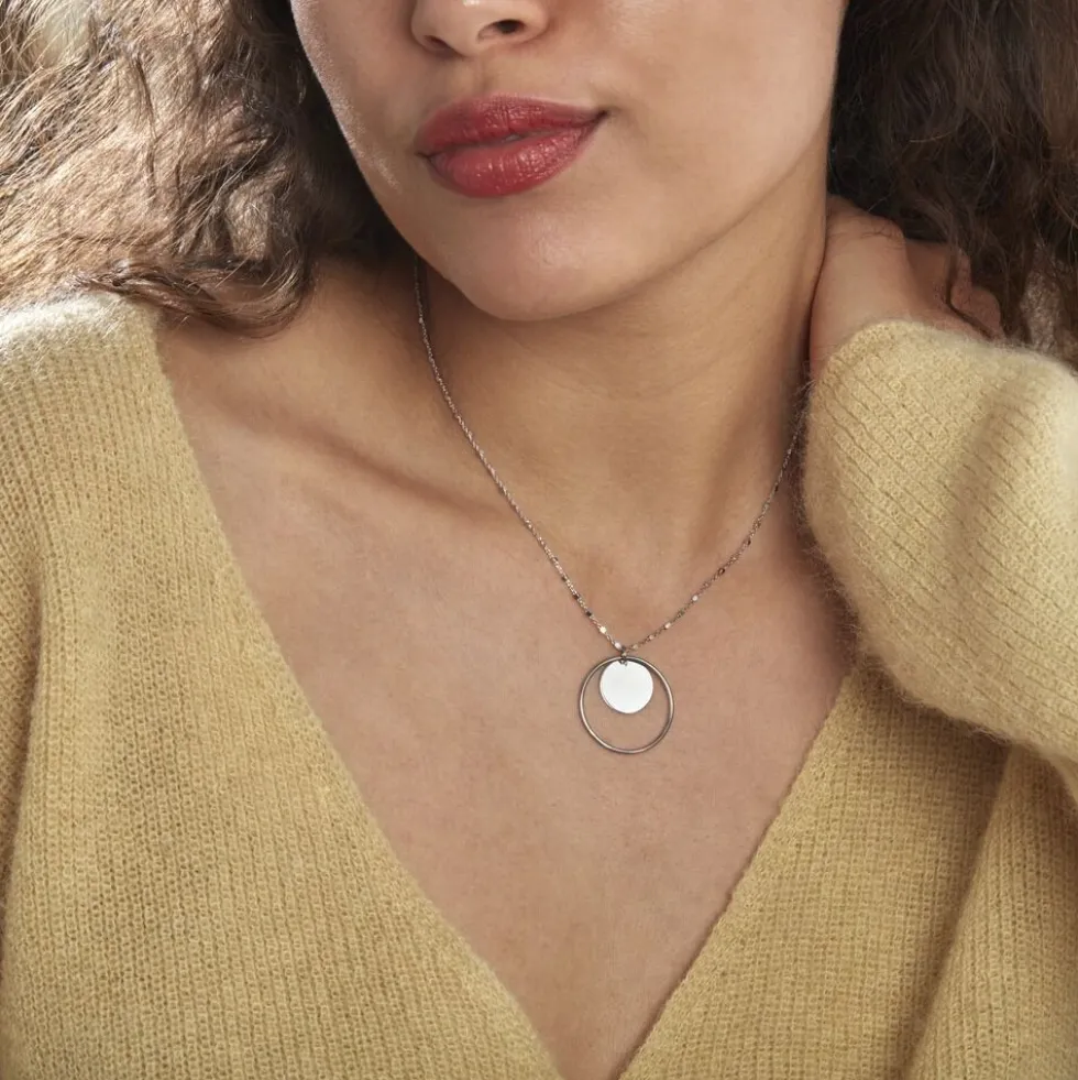 Collier Argent Blanc Ortensia