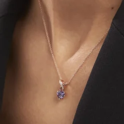 Collier Argent Rose Avalon Oxyde De Zirconium