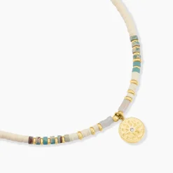 Collier Athena Acier Doré Turquoise Aventurine