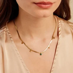 Collier Athena Acier Doré Malachite