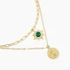 Collier Athena Acier Doré Malachite