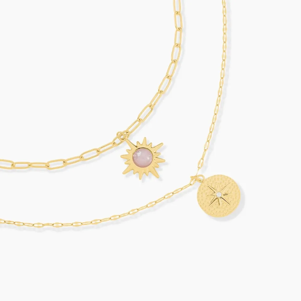 Collier Athena Acier Doré Quartz