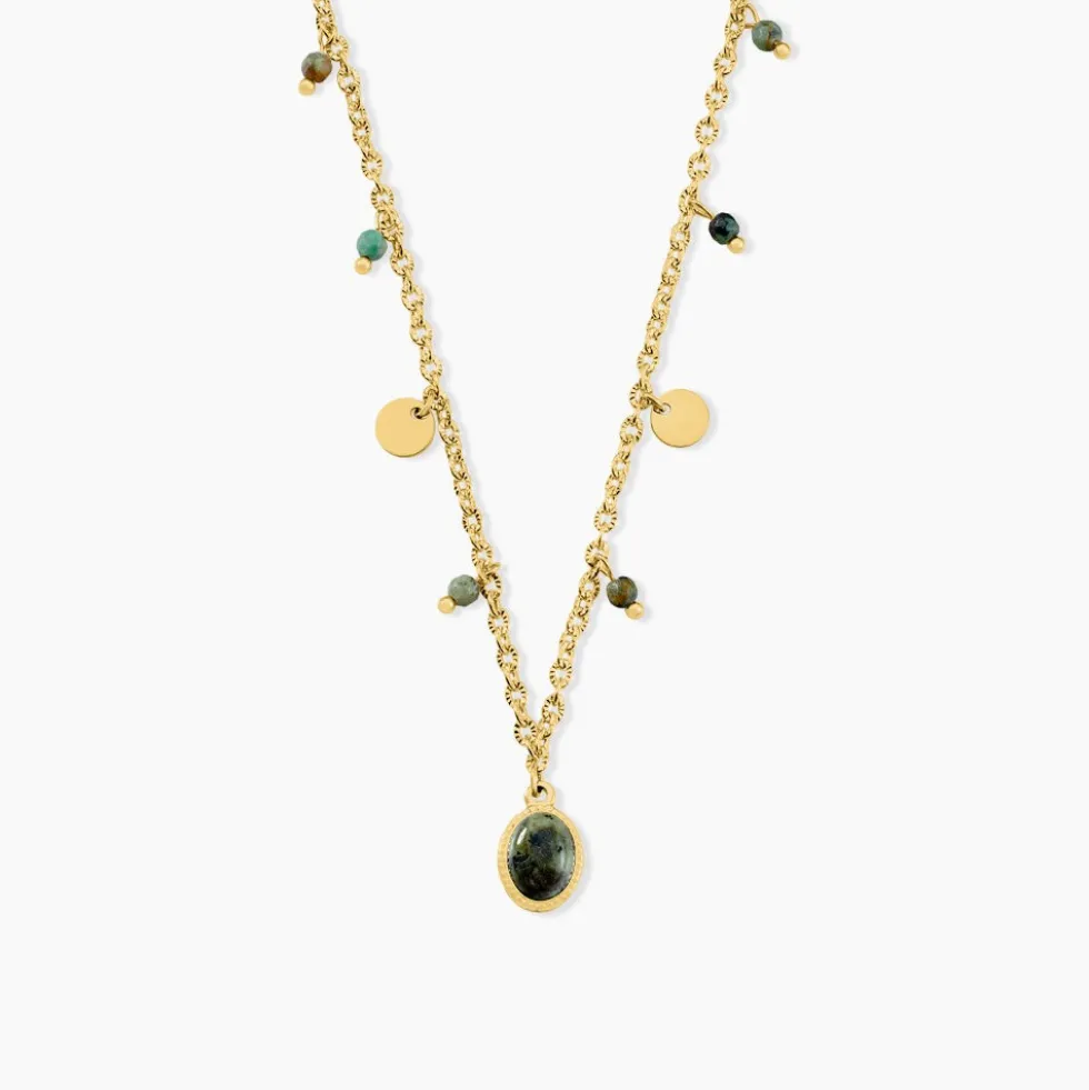 Collier Athena Acier Jaune Turquoise