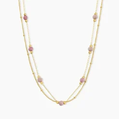 Collier Athena Acier Jaune Rhodochrosite