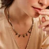 Collier Athena Acier Jaune Turquoise Amazonite Agate