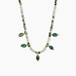 Collier Athena Acier Jaune Turquoise Amazonite Agate
