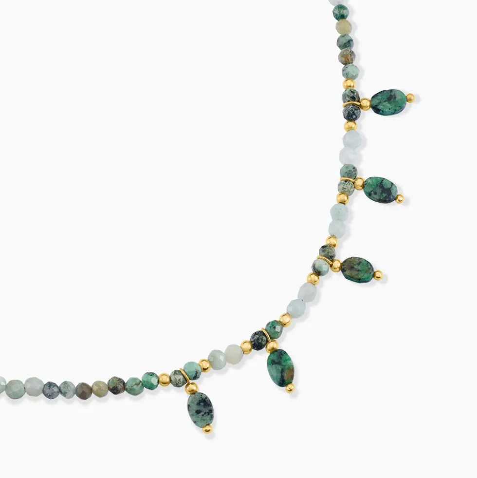 Collier Athena Acier Jaune Turquoise Amazonite Agate