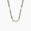 Collier Athena Acier Jaune Turquoise