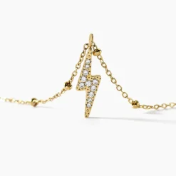 Collier Aurore Acier Doré éclair Cristal