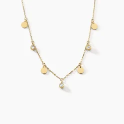 Collier Aurore Acier Doré Cristal