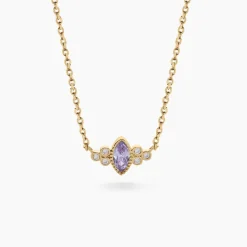 Collier Azel Plaque Or Jaune Oxyde De Zirconium
