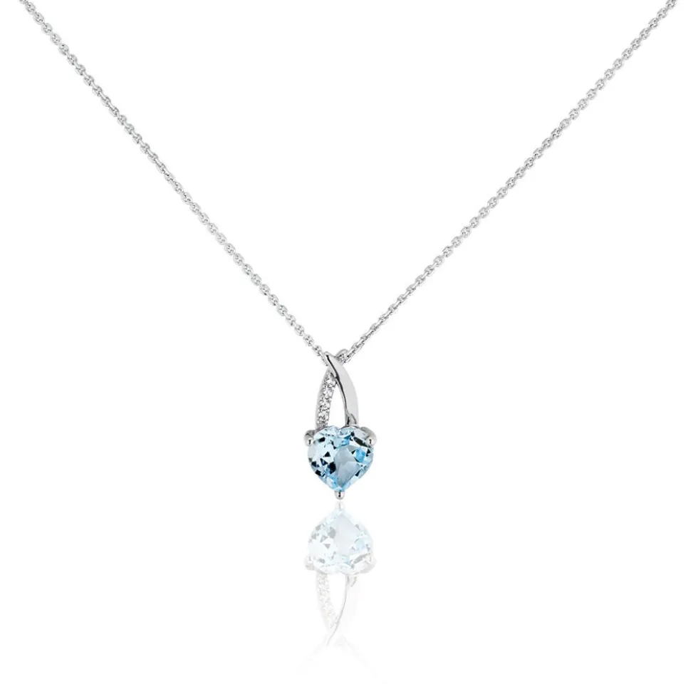 Collier Bertille Or Blanc Topaze Et Oxyde De Zirconium