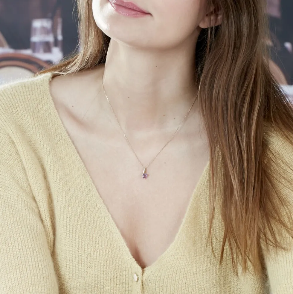 Collier Bertille Or Jaune Amethyste Et Oxyde De Zirconium