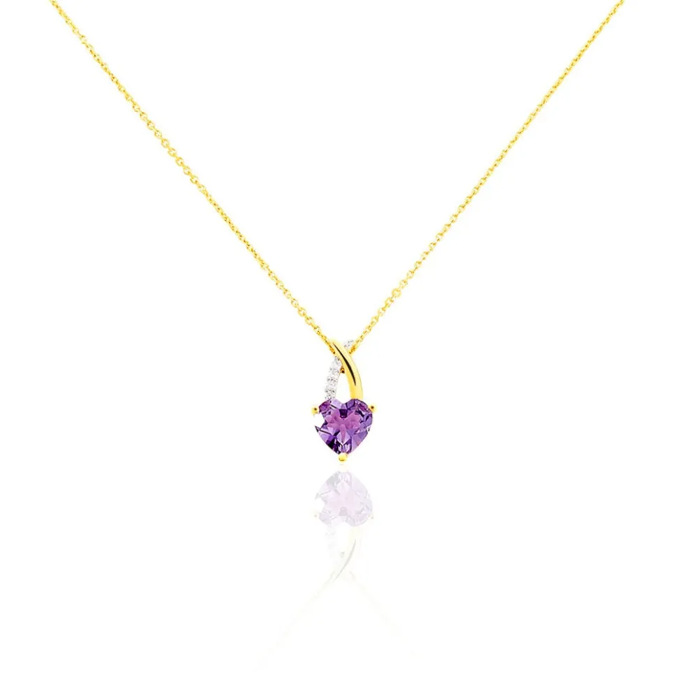 Collier Bertille Or Jaune Amethyste Et Oxyde De Zirconium