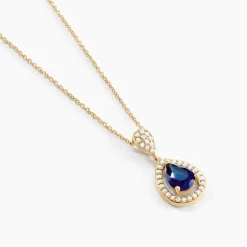Collier Brigita Plaqué Or Pierre De Synthese Et Oxyde De Zirconium