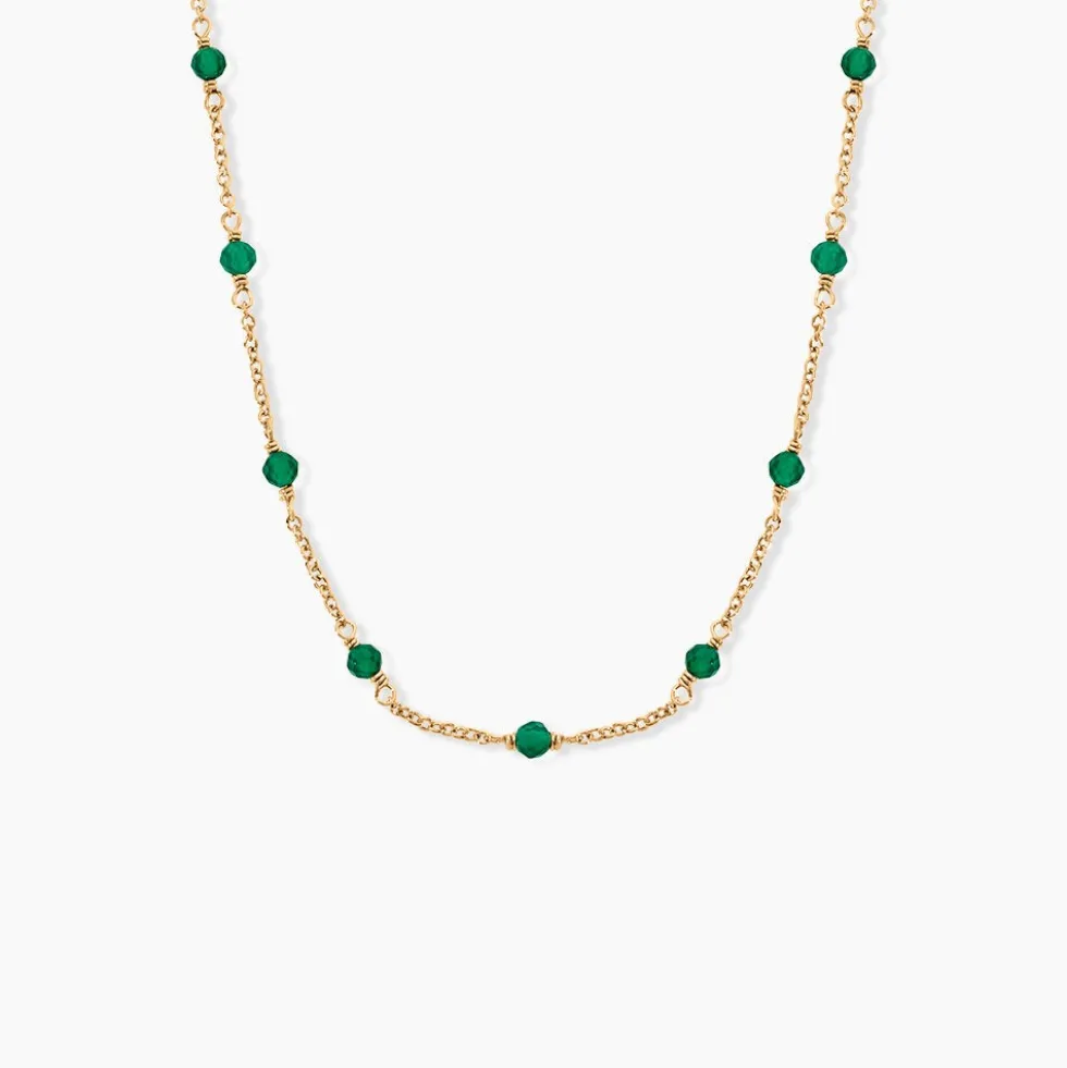 Collier Calliope Plaqué Or Doré Agate