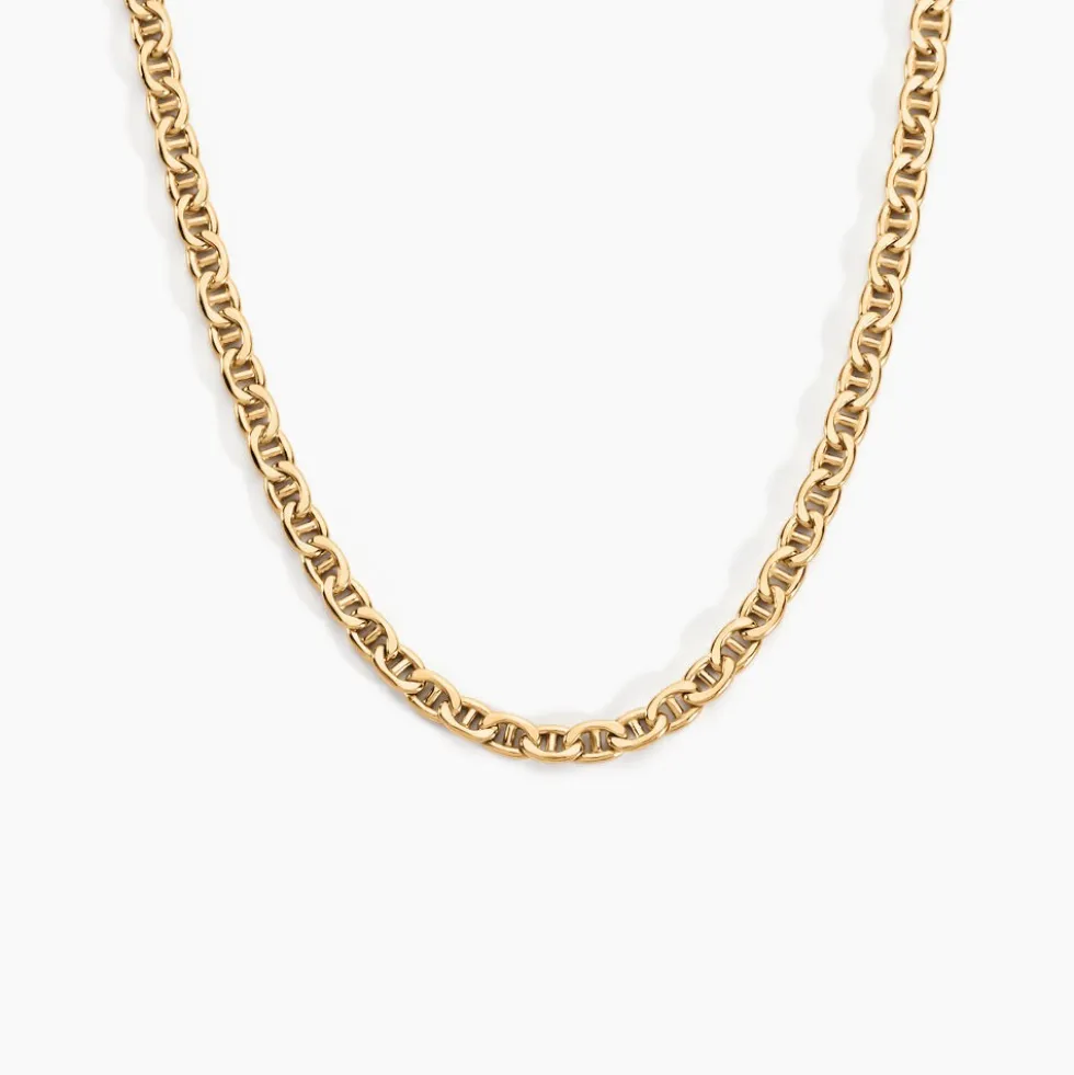 Collier Capucin Or Jaune Maille Marine Plate