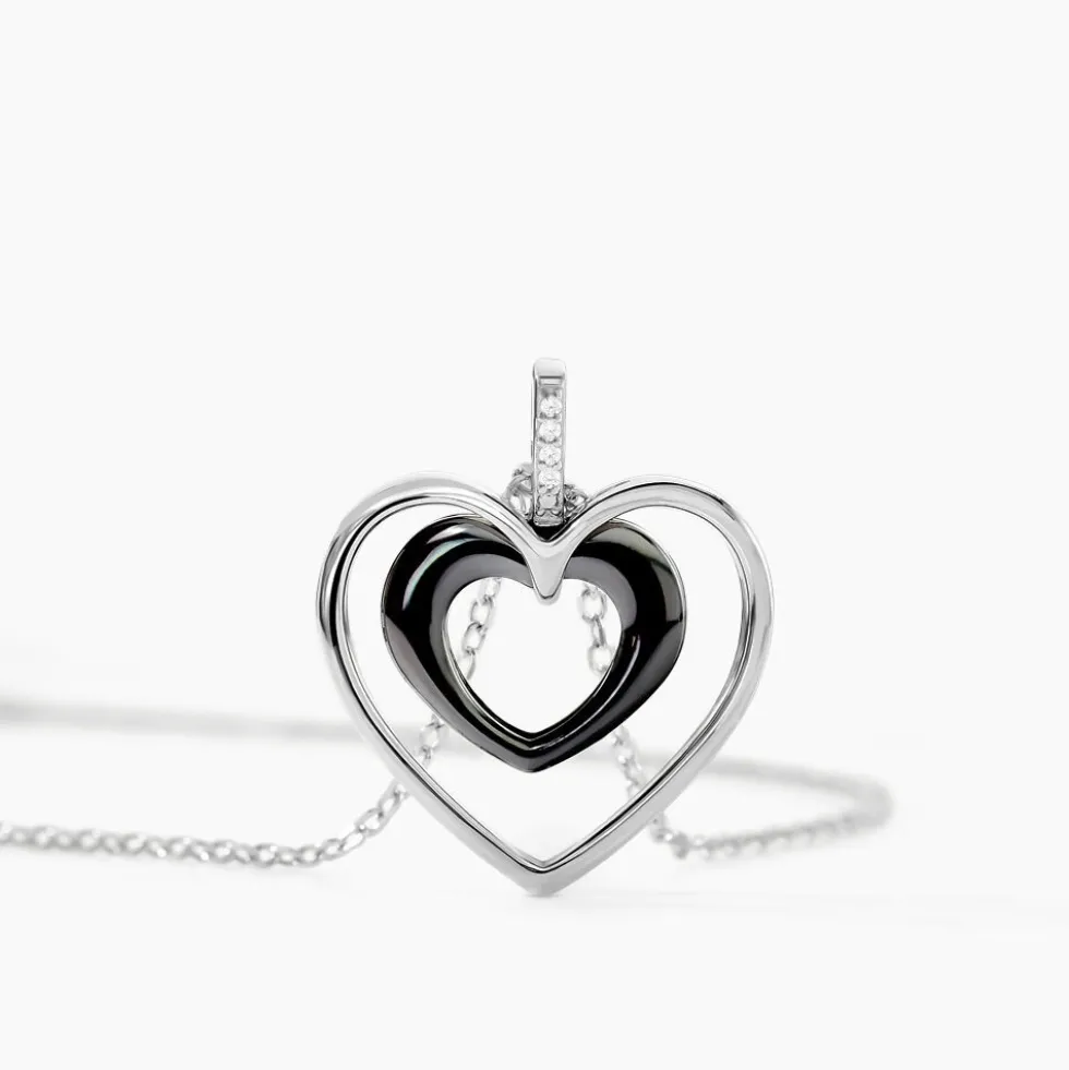 Collier Ceramik Design Argent Blanc Céramique Et Oxyde De Zirconium