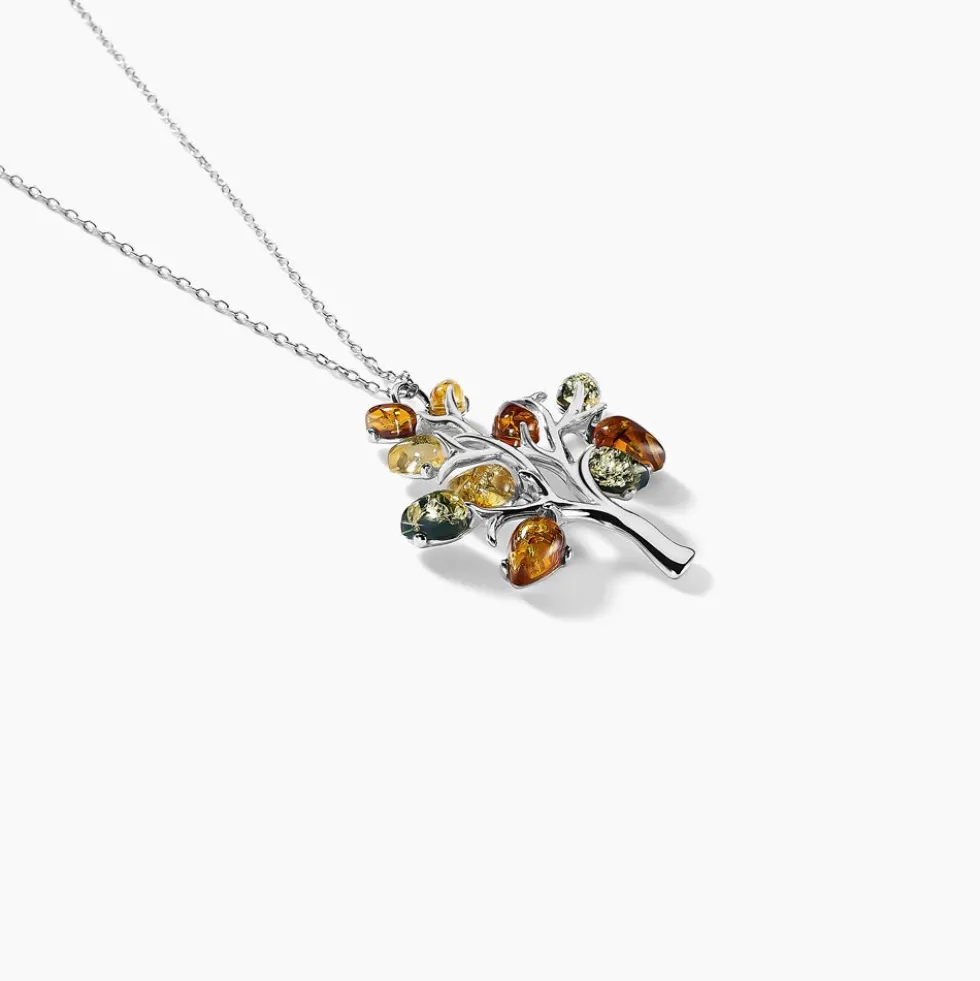 Collier Chahida Argent Blanc Ambre