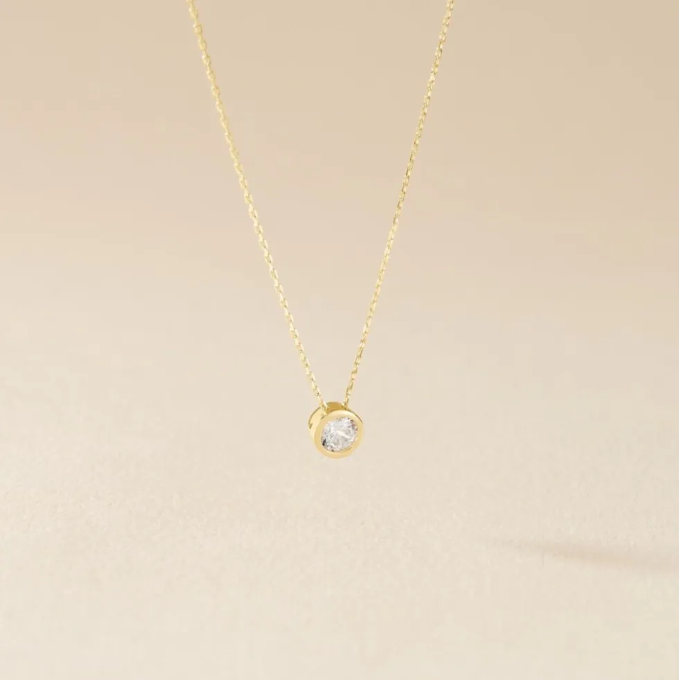 Collier Columbine Or Jaune Oxyde De Zirconium Blanc