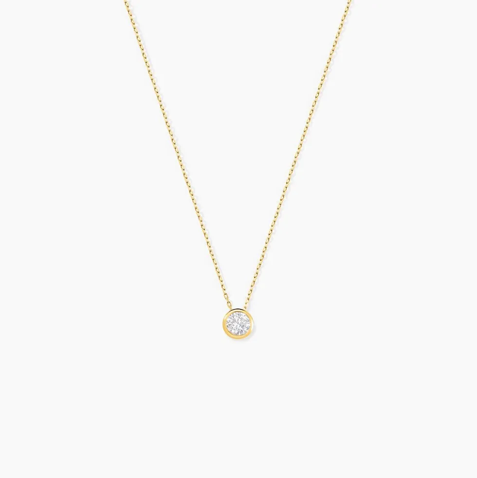 Collier Columbine Or Jaune Oxyde De Zirconium Blanc