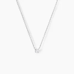 Collier Court Argent Blanc Lylwenn Oxyde De Zirconium