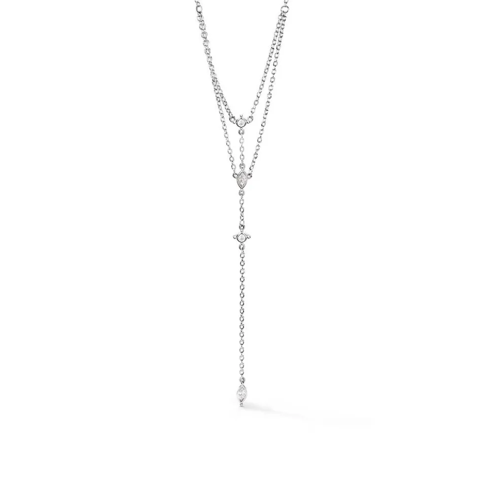 Collier Cravate Argent Blanc Syrielle Oxyde De Zirconium