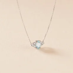 Collier Diapre Or Blanc Topaze Oxyde De Zirconium