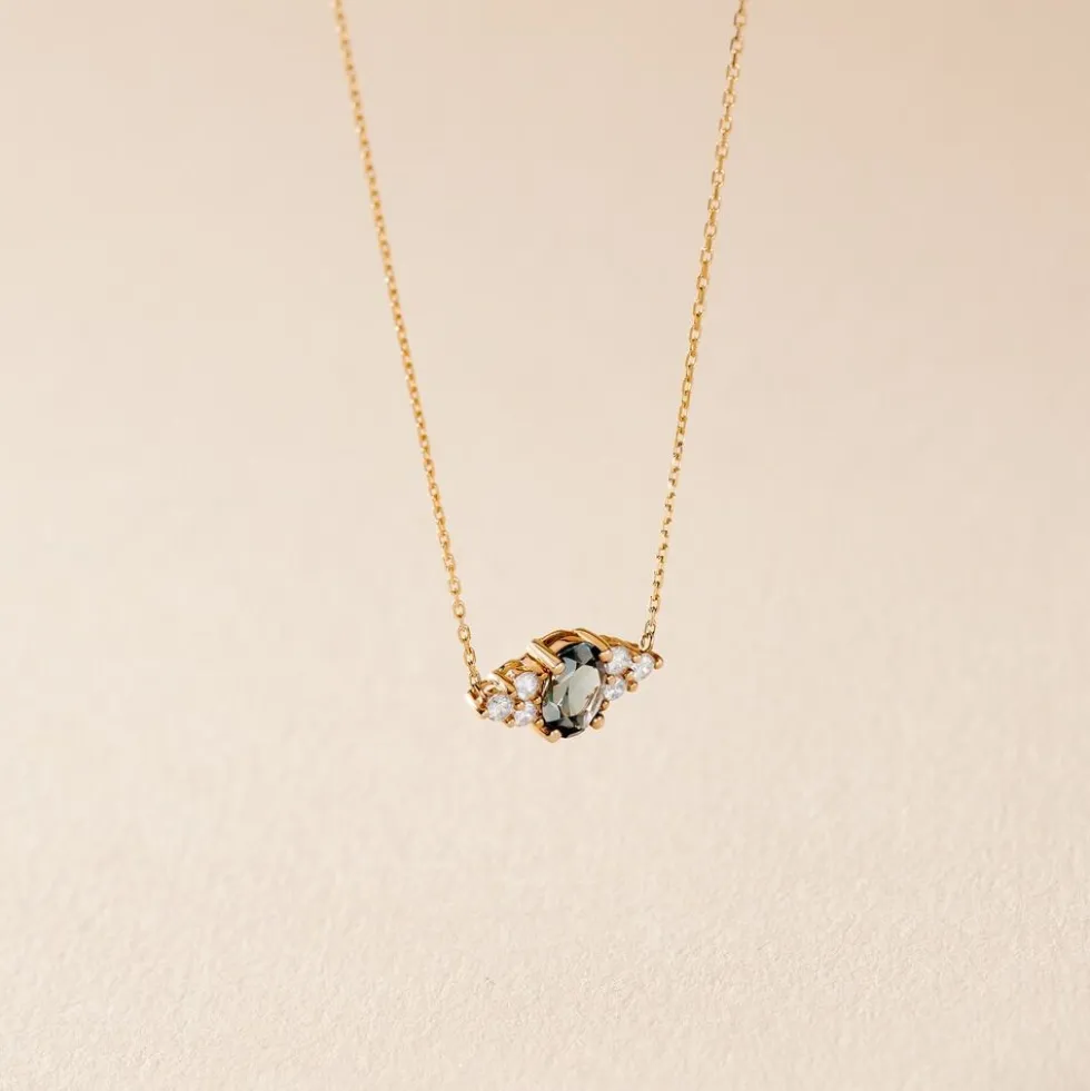 Collier Diapre Or Jaune Topaze Oxyde De Zirconium
