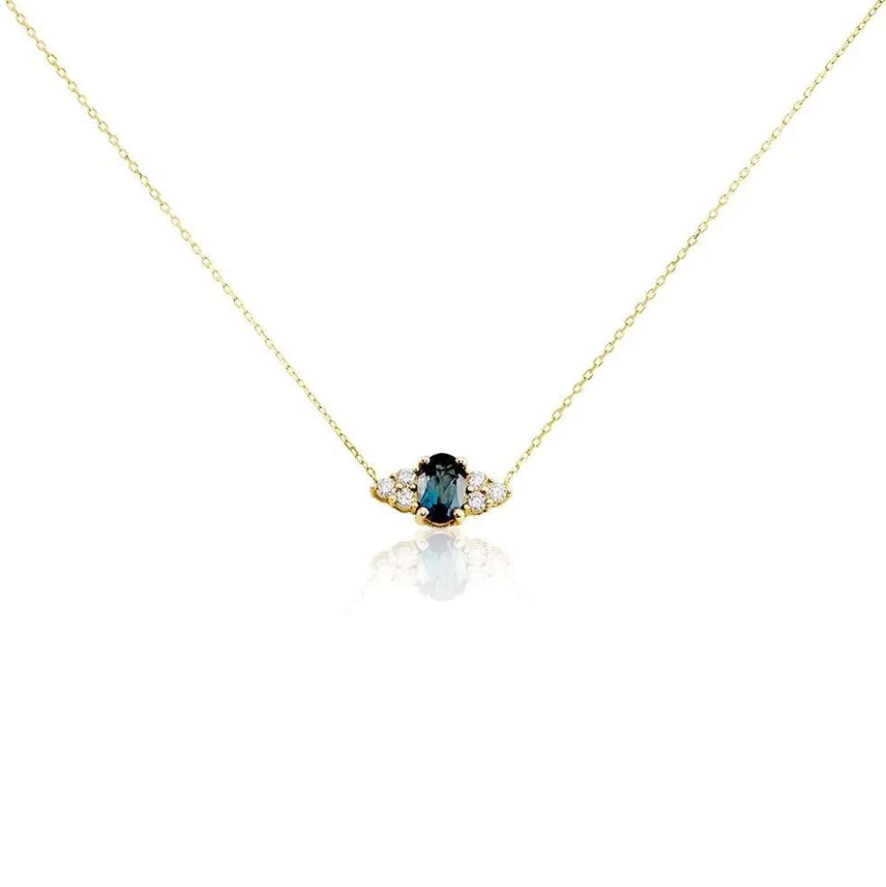 Collier Diapre Or Jaune Topaze Oxyde De Zirconium
