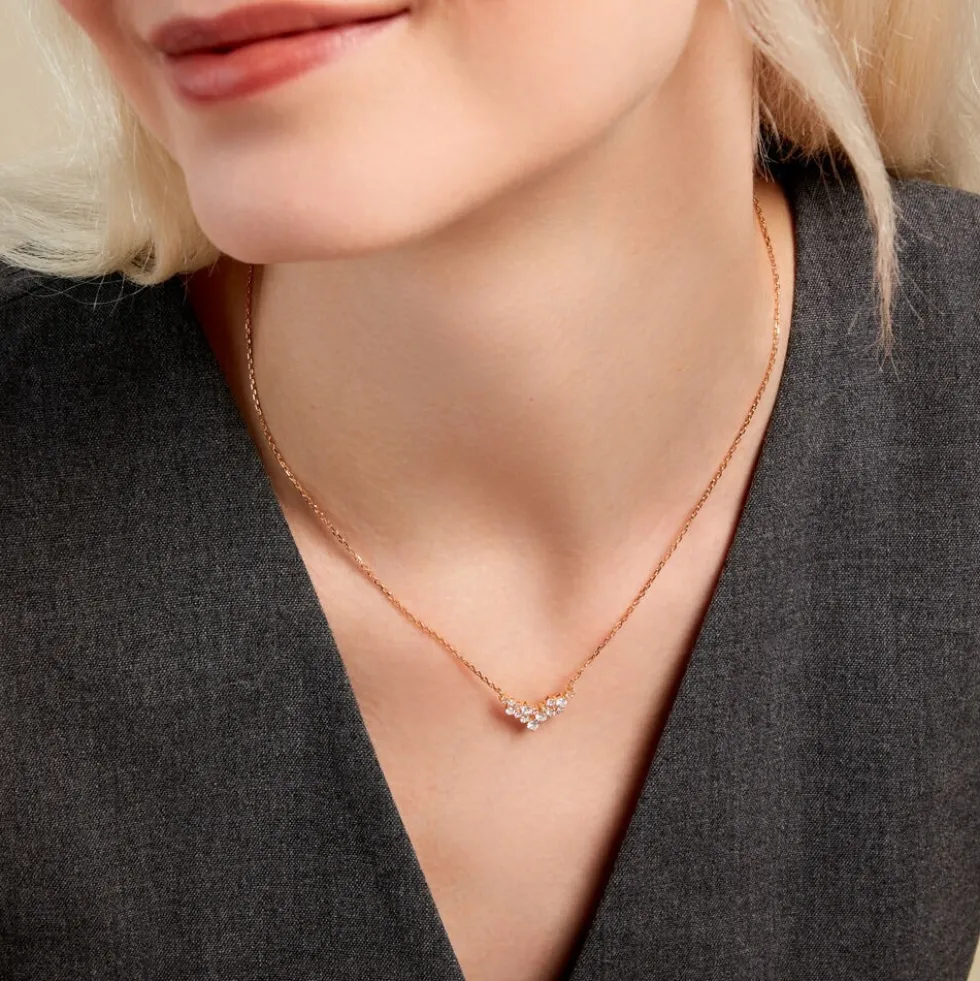 Collier Doline Plaqué Or Doré Oxyde De Zirconium
