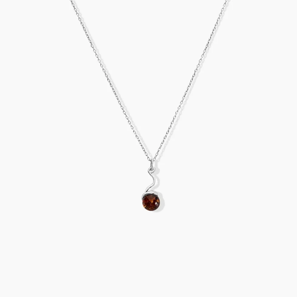 Collier Famata Argent Blanc Ambre