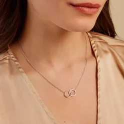 Collier Fei Or Jaune Argent Blanc Oxyde De Zirconium
