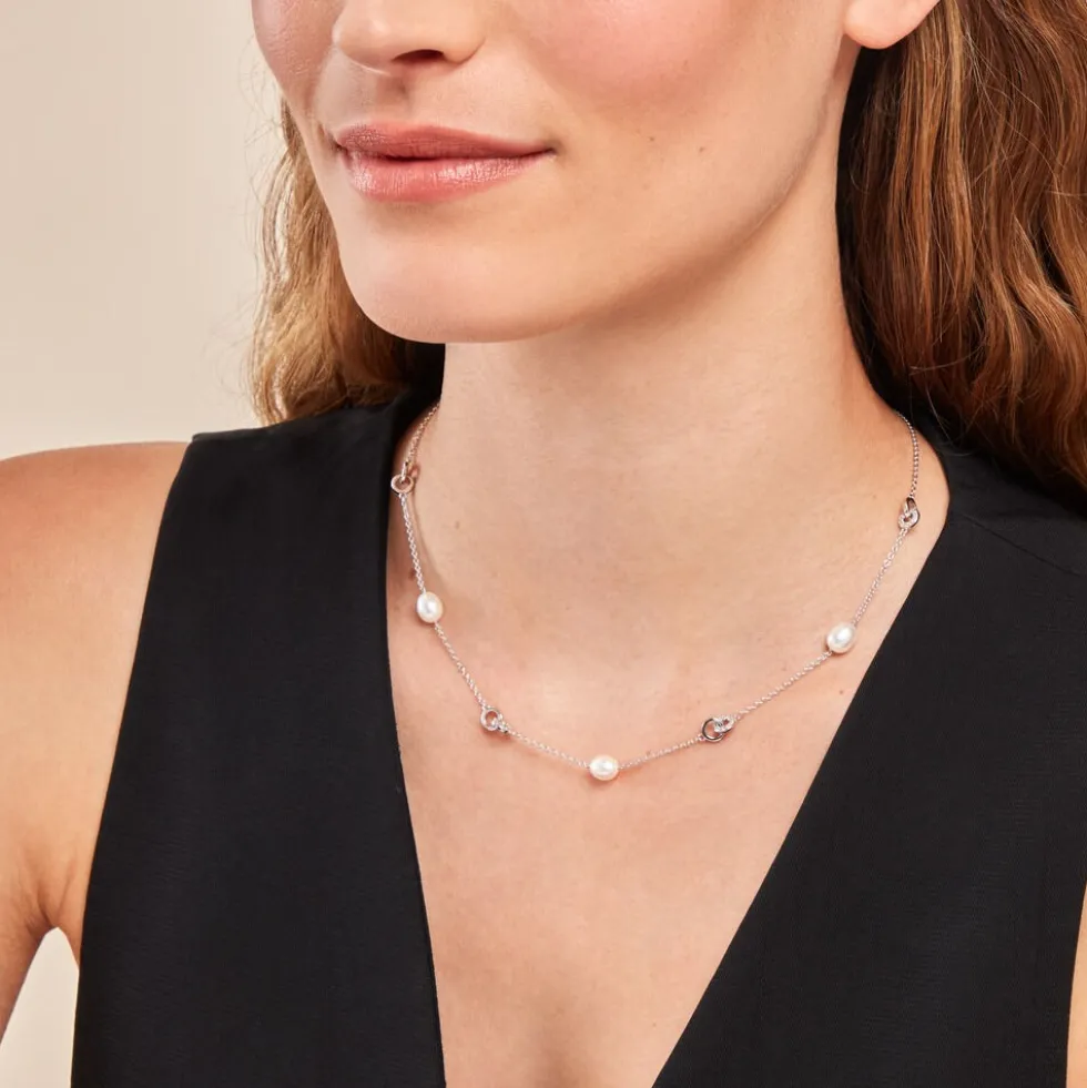 Collier Gaetane Argent Blanc Perle De Culture Oxyde De Zirconium