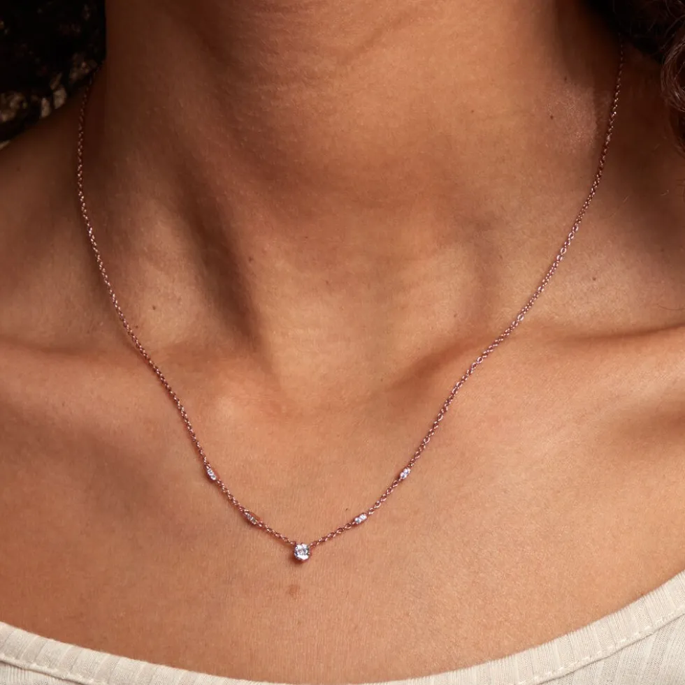 Collier Gemmie Argent Rose Oxyde De Zirconium