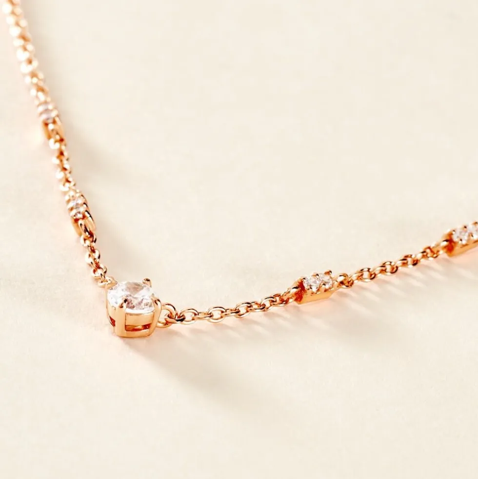 Collier Gemmie Argent Rose Oxyde De Zirconium