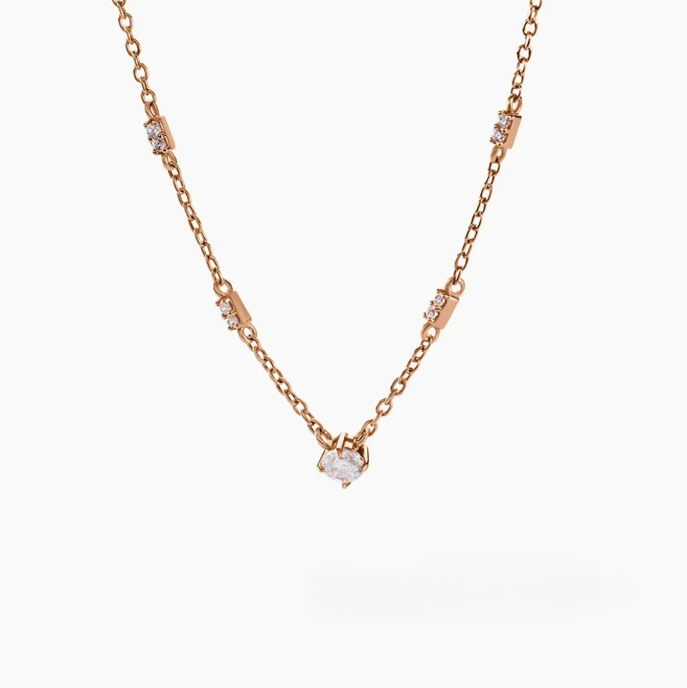 Collier Gemmie Argent Rose Oxyde De Zirconium