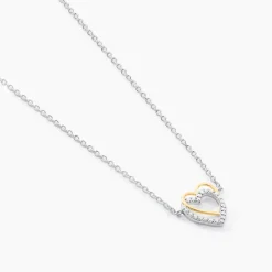 Collier Gine Or Jaune Argent Blanc Oxyde De Zirconium