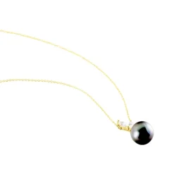 Collier Giuseppe Or Jaune Perle De Tahiti Oxyde Zirconium