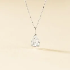 Collier Goutte Or Blanc Oxyde De Zirconium