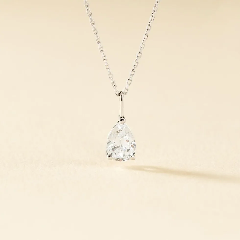 Collier Goutte Or Blanc Oxyde De Zirconium