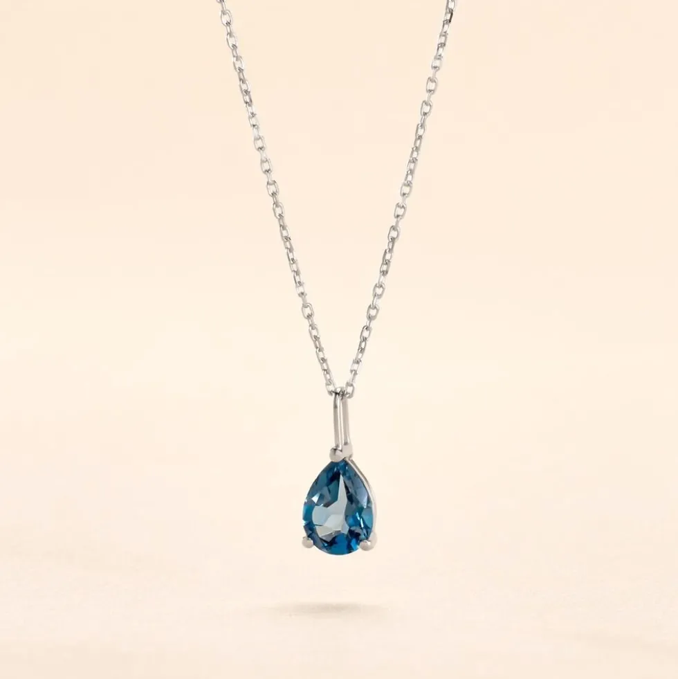 Collier Goutte Or Blanc Topaze