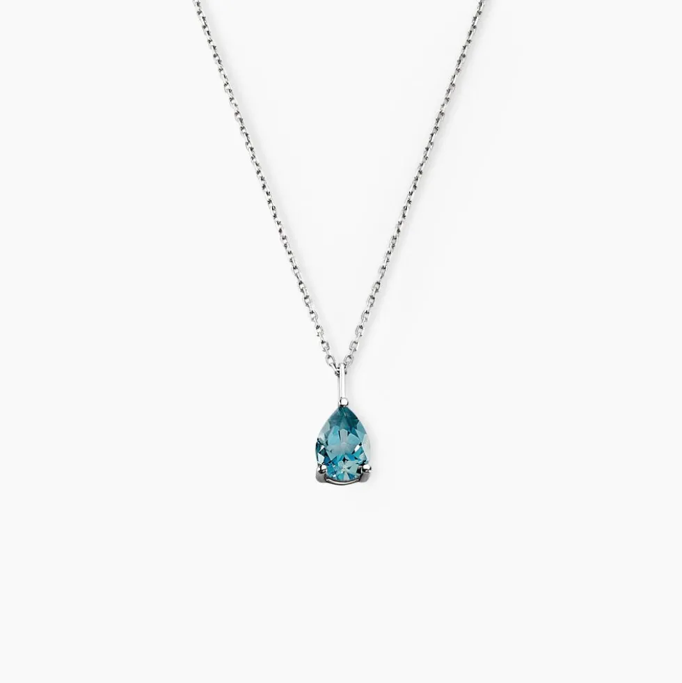 Collier Goutte Or Blanc Topaze