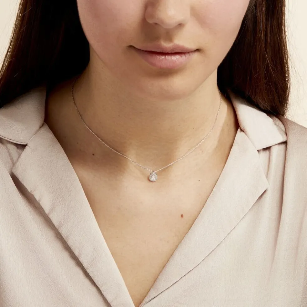 Collier Hildana Or Blanc Oxyde De Zirconium