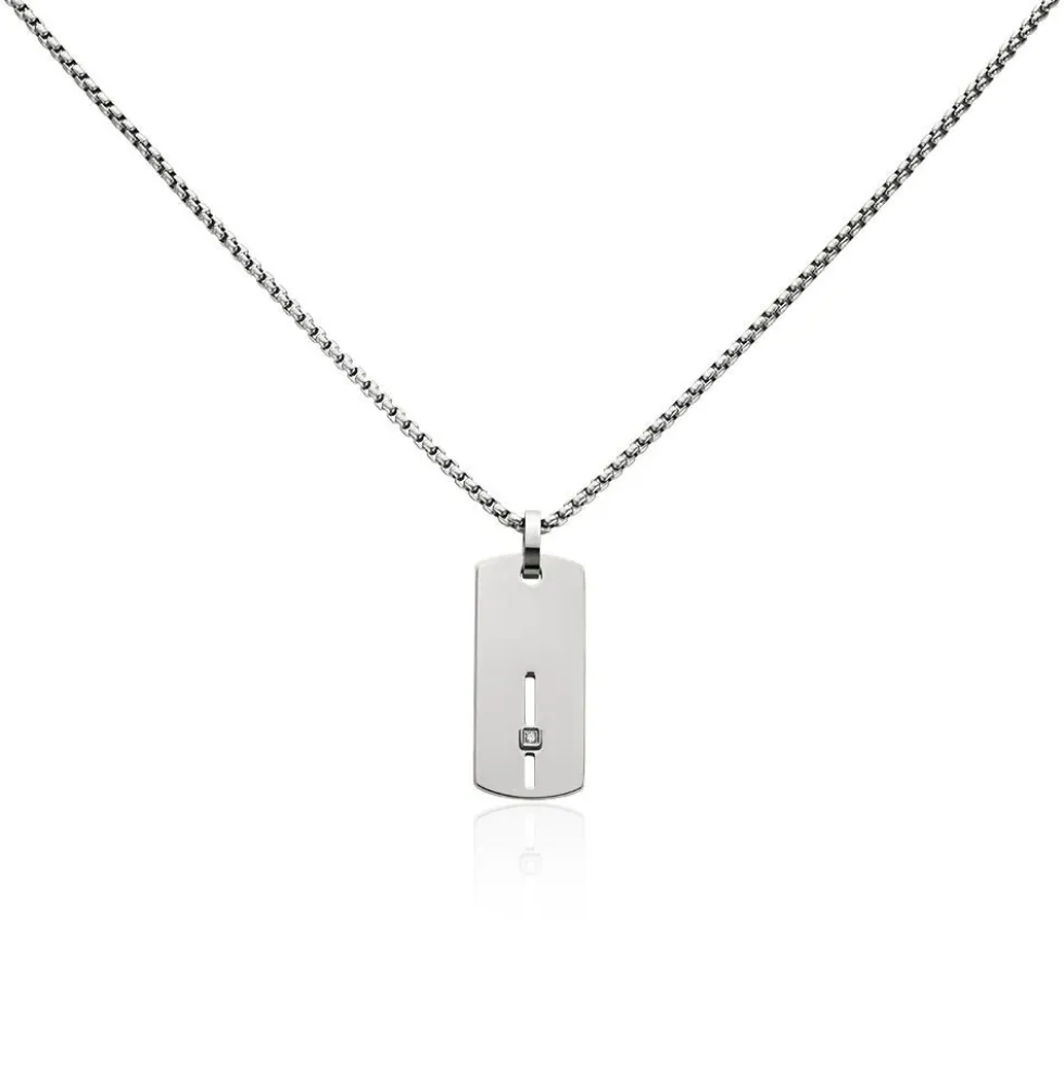 Collier Iefan Acier Blanc Oxyde De Zirconium