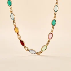 Collier Ilvaae Plaqué Or Jaune Pierre De Synthese