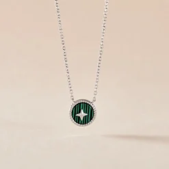 Collier Izarra Argent Blanc Malachite